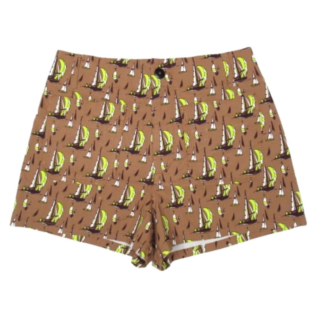 Anthropologie Maeve The Colette Magic Fabric Shorts Maize Brown Sailboat 30